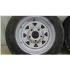 Image 2 : (2) 5 Hole Trailer Rims - Rubber is in Poor Condition