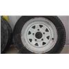 Image 3 : (2) 5 Hole Trailer Rims - Rubber is in Poor Condition
