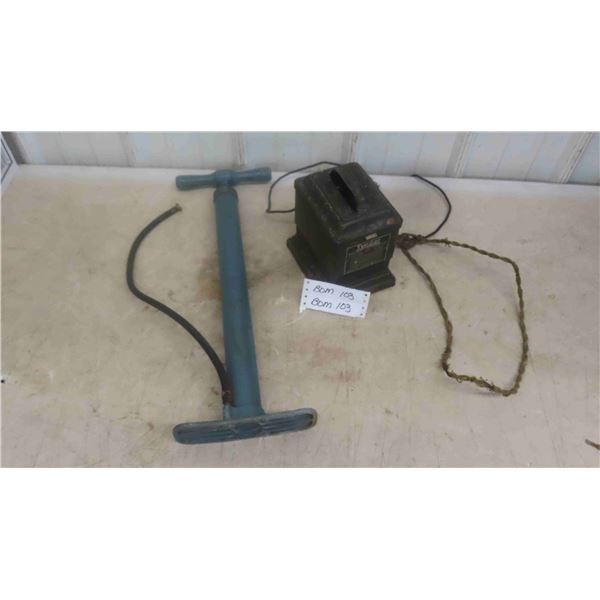 Antique Air Pump, Tungar Battery Charger 