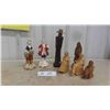 Image 1 : 2 Porcelain Figures PR64 Germany 8'' Tall , 5 Carvings (4) Wood (1)