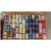 Image 2 : Wood Case Full of 70 Spools of Thread, 55 Cloth Face Masks Child and Adult 