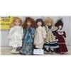 Image 1 : 5 Porcelain Dolls with Stands - Tallest is 17'' 