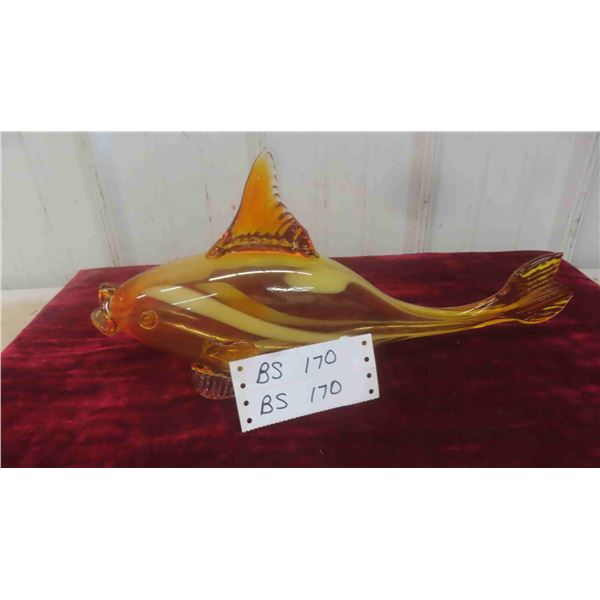 Orange Blown Glass Fish 16''L x 7 3/4''T