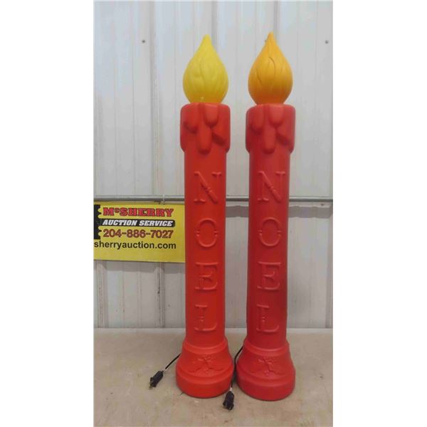 2 Noel Candle Blow Molds 37 1/2'' Tall 