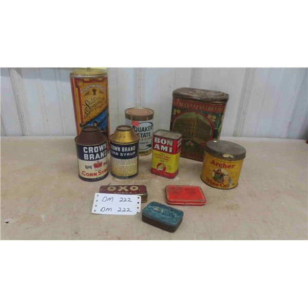 Vintage Tins : Crown Brand , Edgeworth, OXO, Quaker State, Bon