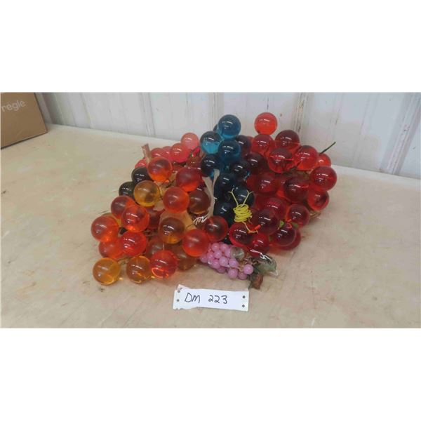 Vintage Lucite Grape Clusters - Orange, Green & Blue 
