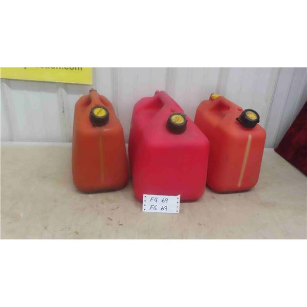 3 Plastic Gas Containers 