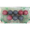 Image 2 : Set of Lawn Bowling Balls (4 Black, 4 Red) with Case 
