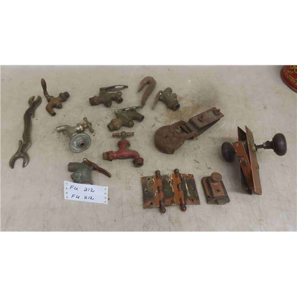 Vintage Hinges, Door Knob, Plumbing, Brass Tap & More 