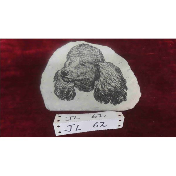 Poodle Soap Stone Plaque 7'' x 5 1/2'' 
