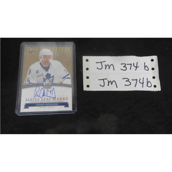 Jonas Hoglund Autographed Card