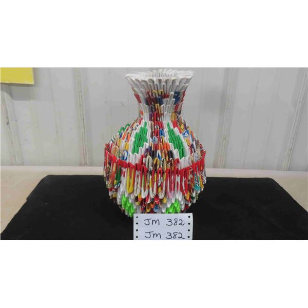 Recycled Paper Tramp Art Decorative Vase 11 1/2'' Tall 