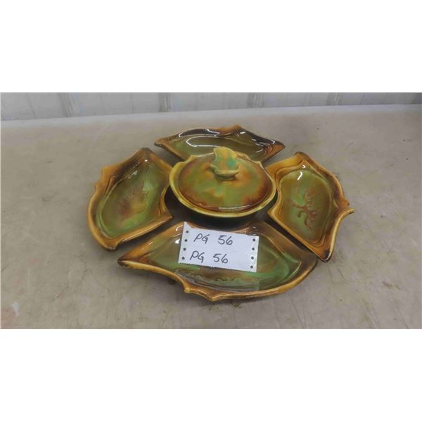 Maurice of Calif RF60 5pce Mid Century Sequoia Ware Snack Set No 