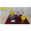Image 1 : Art Glass: Empoli Yellow Covered Candy Dish , Decanter, Hand