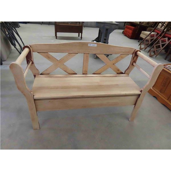 Oak Hall Bench 48'' Wide with Hinged Seat for Storage