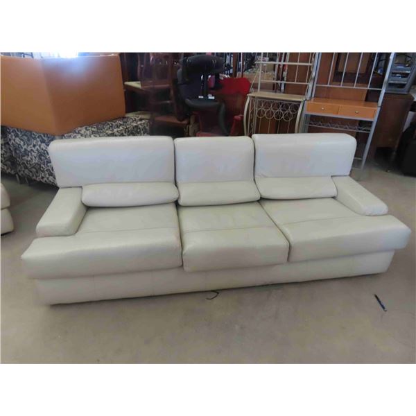 Leather/Leather-Style Couch 86'' Wide 
