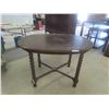 Image 1 : 1/4 Cut Oak Table with Carved Details and Jacob Bean Twist Legs 30'' x 32'' 