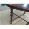 Image 6 : 1/4 Cut Oak Table with Carved Details and Jacob Bean Twist Legs 30'' x 32'' 
