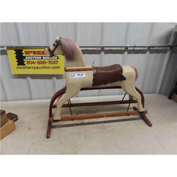 Century Folk Art Wood Carvd Rocking Horse 25'' x 30'' x 10'' 