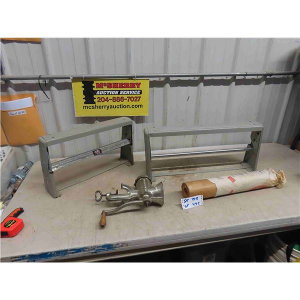 2 Meat Wrap Paper Dispensers, 1 Roll of Paper, Meat Grinder