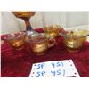 Image 4 : Carnival Glass Dishes: Center Piece, Vase, Bowls, Cups & Iris 