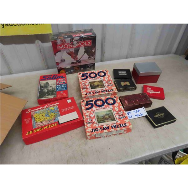 Monopoly Hockey Factory Set, Jig Saw Puzzle, Cards and Poker Chips 