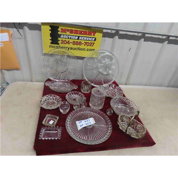 Crystal/Cut Glass Dishes, Platters, Sugar Dish, Plus