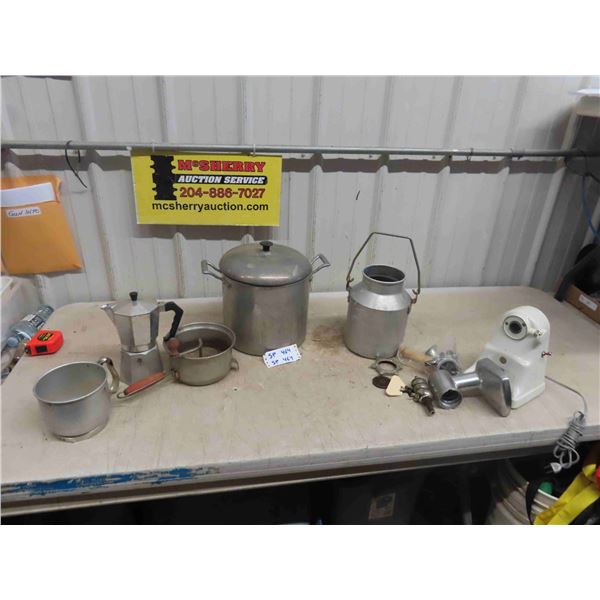 Heavy Pot, Sifter, Water Bucket, Power Meat Grinder, Kettle, Plus 