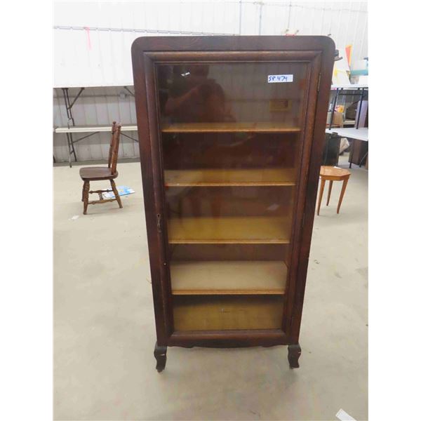 Oak China Cabinet with Key 62'' x 28'' x 13'' 