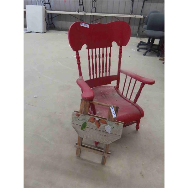 Wood Chair , Fold Out Stand 