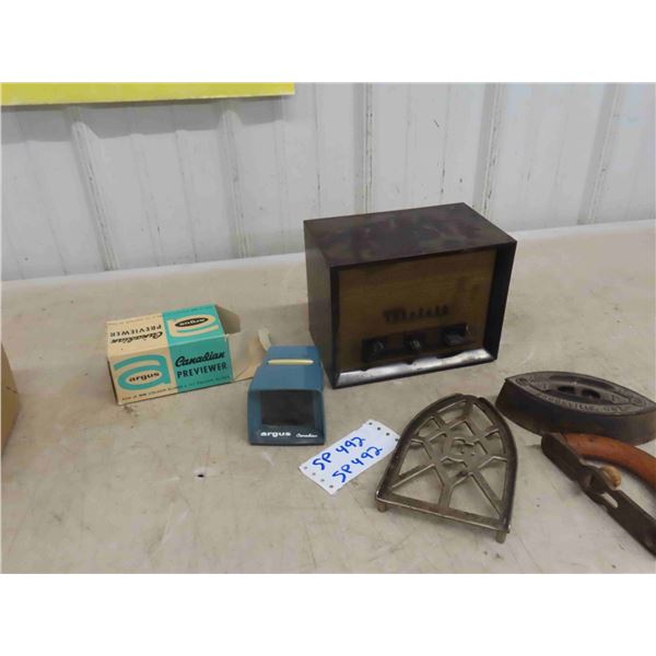 Webster Electrone Tolotolk , Argus Previewer, Sad Iron with Rest 