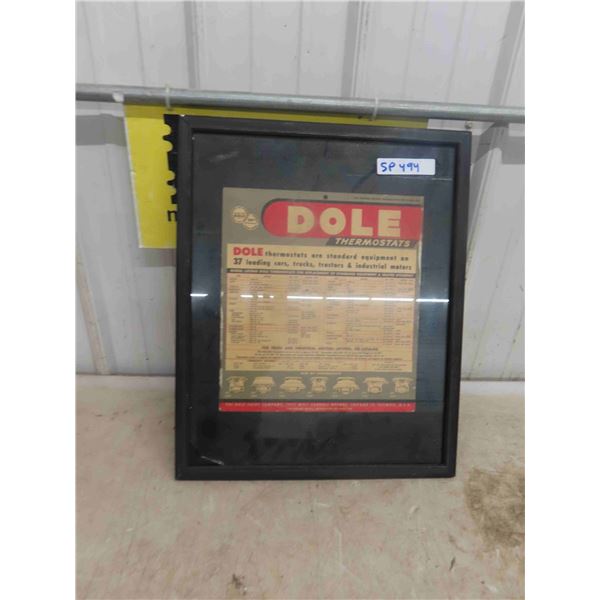 Framed Dole Thermostats Advertisement 17'' x 22'' 