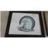 Image 2 : 2 Framed Pictures (Larger is 16'' x 13'') , Wolf Painted on Wood Paddle