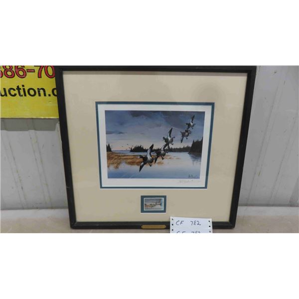 1988 Ducks Unlimited 5th Annual Duck Stamp and Print by Les Kouba