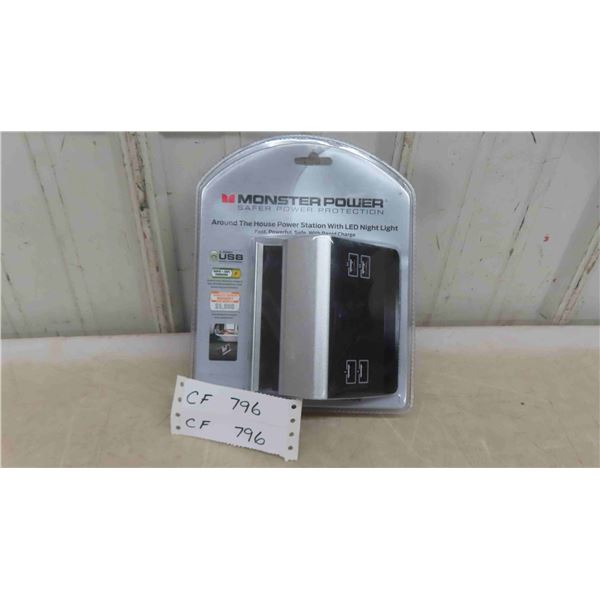 New Monster Power 4 Port USB Rapid Charger with LED Night Light 