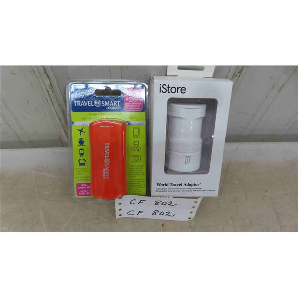 New Travel USB Backup Battery and World Travel Adapter 