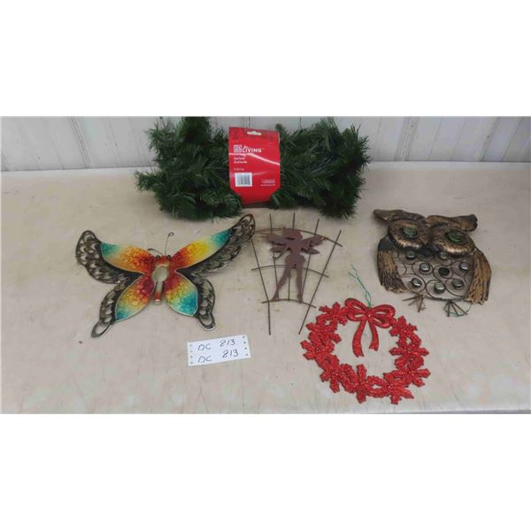 New Evergreen Garland , 2 Pieces of Metal Art 