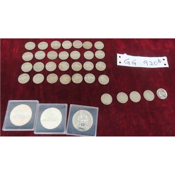 28 USA Buffalo Nickels , 5 Nickels ( 1908 , 1910-1912 , 1939 ) , 3 Canadian Nickel 