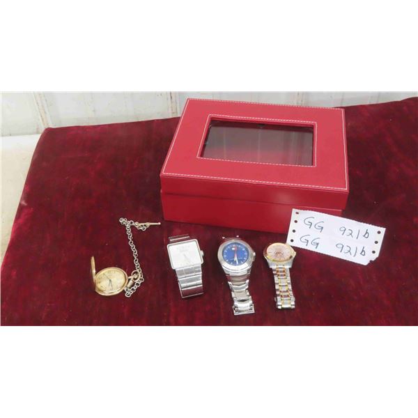 4 Mens Watches with Case 