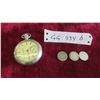 Image 1 : Vintage Pocket Watch , 3 Foreign Coins 