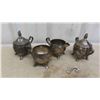Image 6 : Silver Plated (3) Tea Pots, (2) Cream/Sugar Sets, Cutlery Trays, Candlestick & Vase