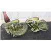 Image 2 : 2 Thick Chalet Glass Ashtrays, 1 Blue Chalet Leaf Candy Dish, 3 Glass Birds