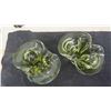 Image 3 : 2 Thick Chalet Glass Ashtrays, 1 Blue Chalet Leaf Candy Dish, 3 Glass Birds