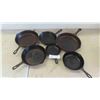 Image 1 : 6 Cast Iron Frying Pans 11 1/2'' , 11'' , 10'' , 8 1/2'' , 8'' & 6'' 