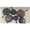 Image 2 : 6 Cast Iron Frying Pans 11 1/2'' , 11'' , 10'' , 8 1/2'' , 8'' & 6'' 