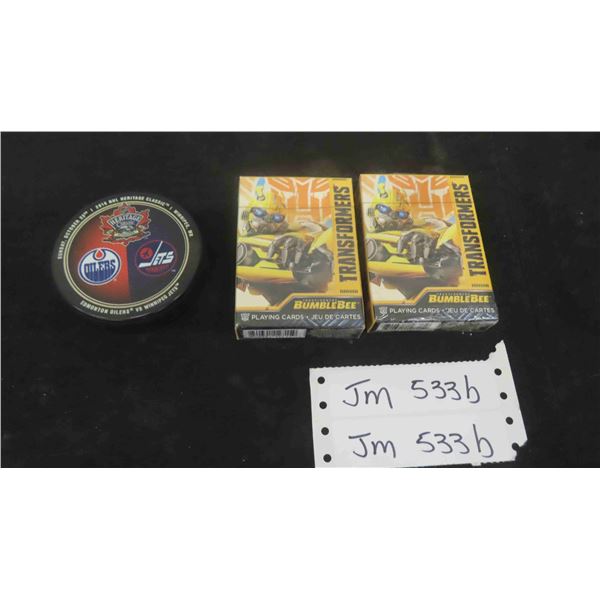 Winnipeg Jets and Oilers Heritage Classic Hockey Puck , 2 New 