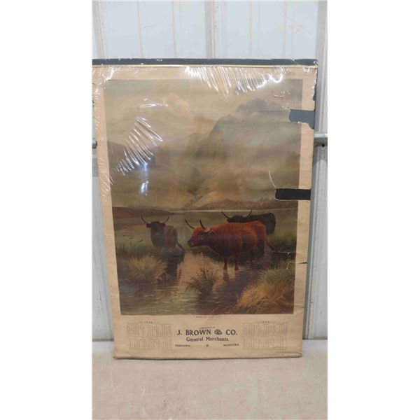 Vintage Calender 1905 J Brown & Co. General Merchants Neepawa MB 
