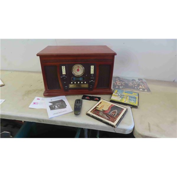 Wooden Music Center with Bluetooth and Recordable CD Player, Remote & Music 