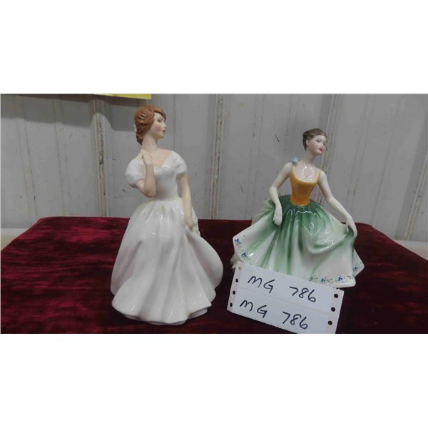 2 Royal Doulton Figurines: 1982 Patrica 8 1/4'' , 1983 Cynthia 7 3/4'' 