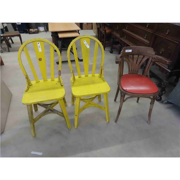3 Vintage Wood Chairs 